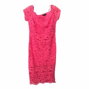 Marina Magenta Pink Lace Midi Dress Size S NWOT